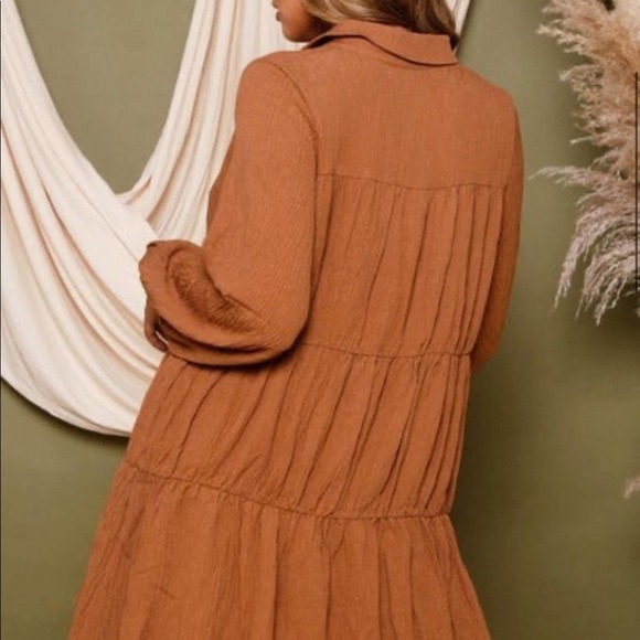 Olivaceous multi tiered pocket dress in dark brown size S NWT - Picture 2 of 8